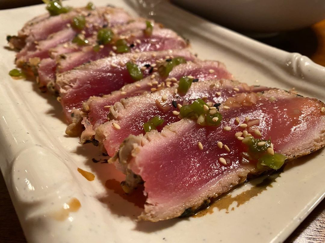 Seared ahi tataki with sesame and jalapeño